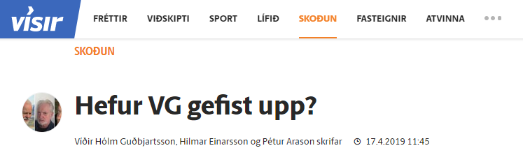 „Hefur VG gefist upp?“ Grein Víðirs Hólm Guðbjartssonar, Hilmars Einarssonar og Péturs Arasonar