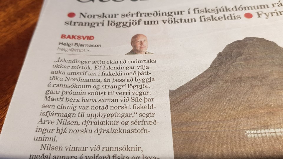 Arve Nilsen varar Íslendinga við að endurtaka mistök og Norðmanna í laxeldi