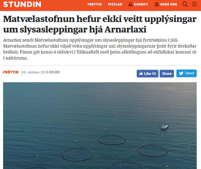 Engar upplýsingar um hversu mikið af fiski slapp úr sjókví Arnarlax í Tálknafirði