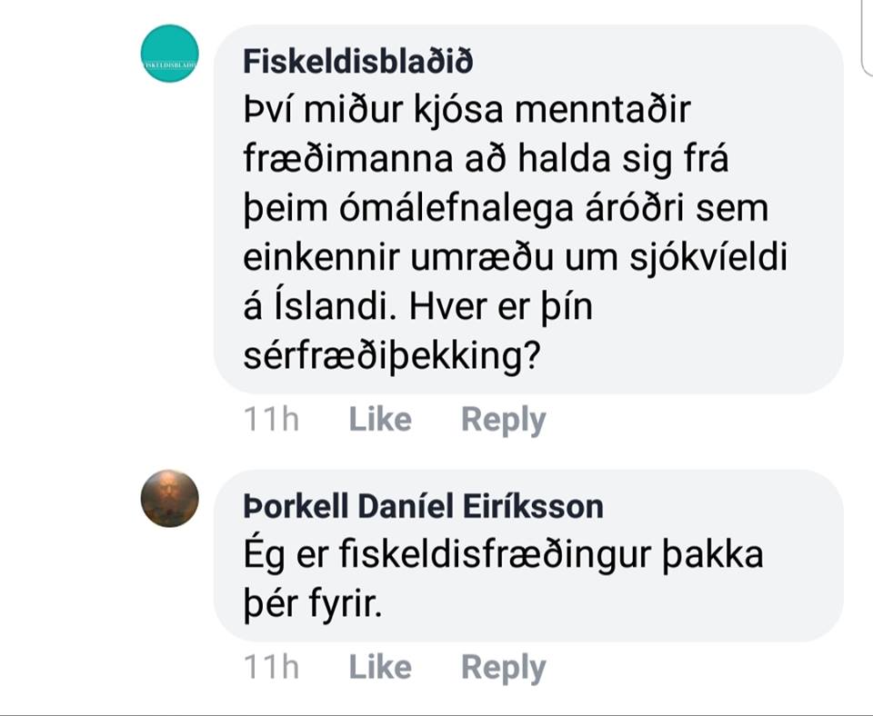 Vopnin snúast í höndum Fiskeldisblaðsins í Facebookdeilu