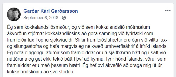 Kokkalandsliðið mótmælir styrktarsamningi við Arnarlax