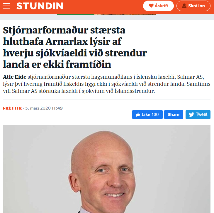 Norskt móðurfyrirtæki Arnarlax sér að framtíð laxeldis er ekki í opnum sjókvíum