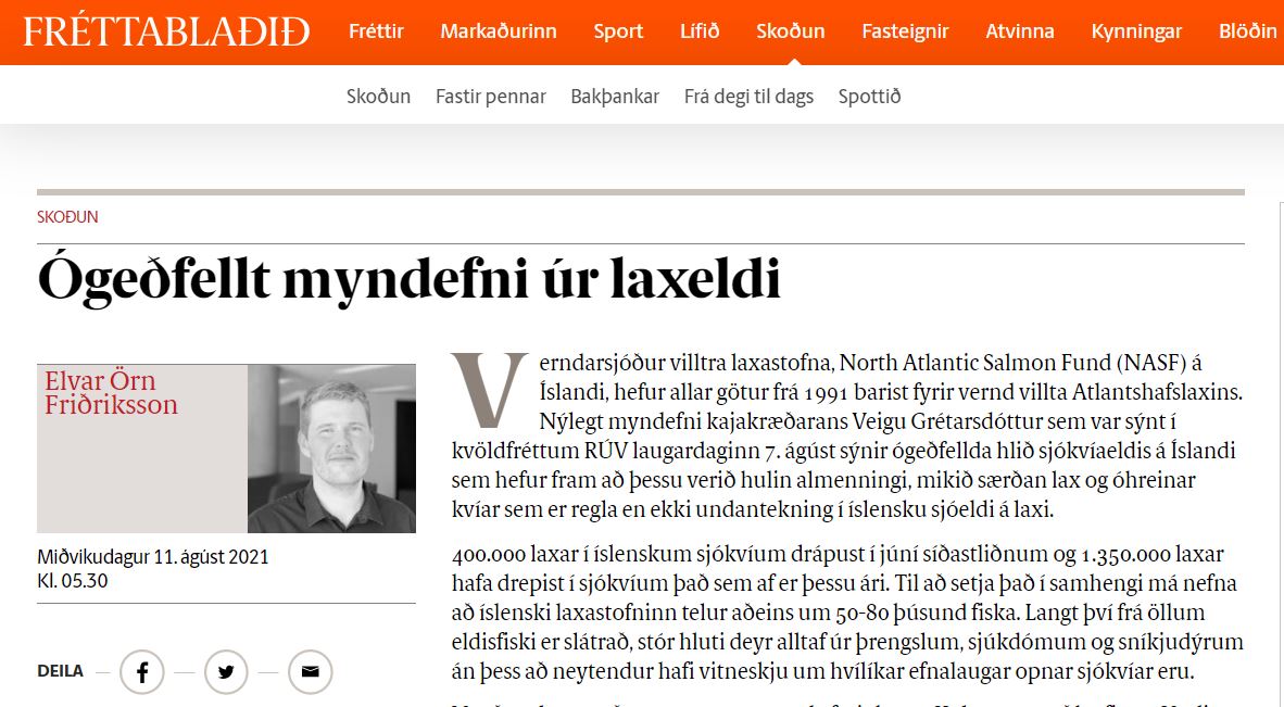 „Ógeðfellt myndefni úr laxeldi“ – grein Elvars Arnar Friðrikssonar