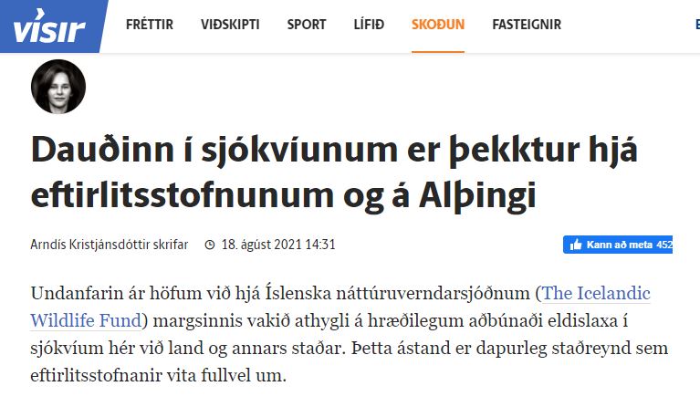 „Dauðinn í sjókvíunum er þekktur hjá eftirlitsstofnunum og á Alþingi“ – grein Arndísar Kristjánsdóttur