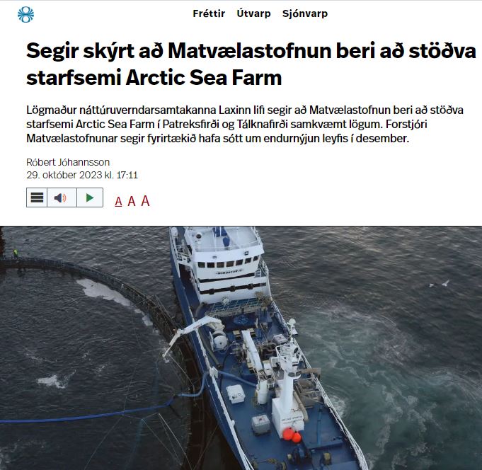 Stöðva á starfsemi Arctic Sea Farm í Tálknafirði og Patreksfirði tafarlaust