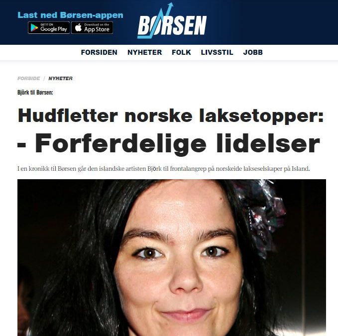Björk tekur norsku fiskeldisforstjórana til bæna: Svar Bjarkar til Börsen