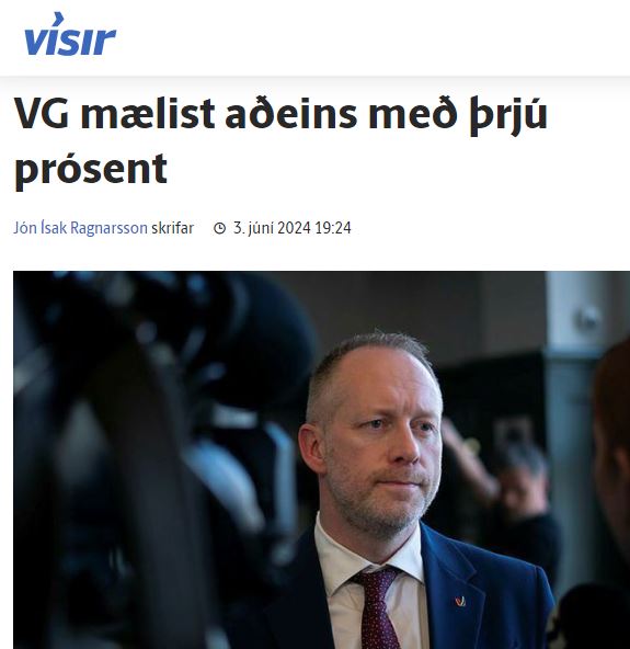 Lagareldisfrumvarp VG á sinn þátt í að flokkurinn er dottinn af þingi skv. nýrri skoðanakönnun