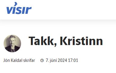 „Takk, Kristinn“ – grein Jóns Kaldal