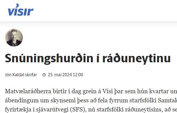 „Snúningshurðin í ráðu­neytinu“ – grein Jóns Kaldal