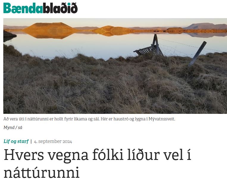 „Hvers vegna fólki líður vel í náttúrunni“ – Steinunn Ásmundsdóttir skrifar