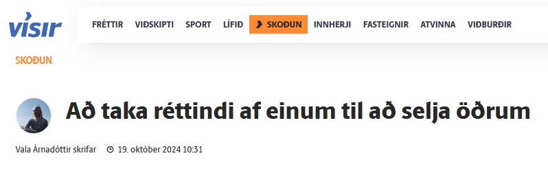 „Að taka réttindi af einum til að selja öðrum“ – grein eftir Völu Árnadóttur